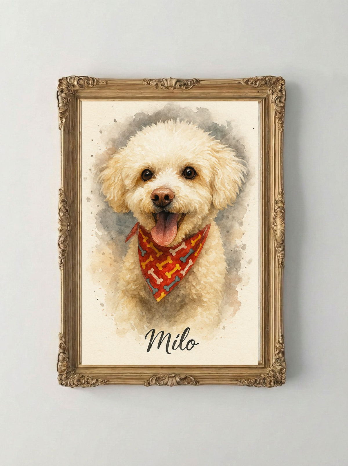 Retrato Digital Personalizado de tu Mascota - Watercolor Black