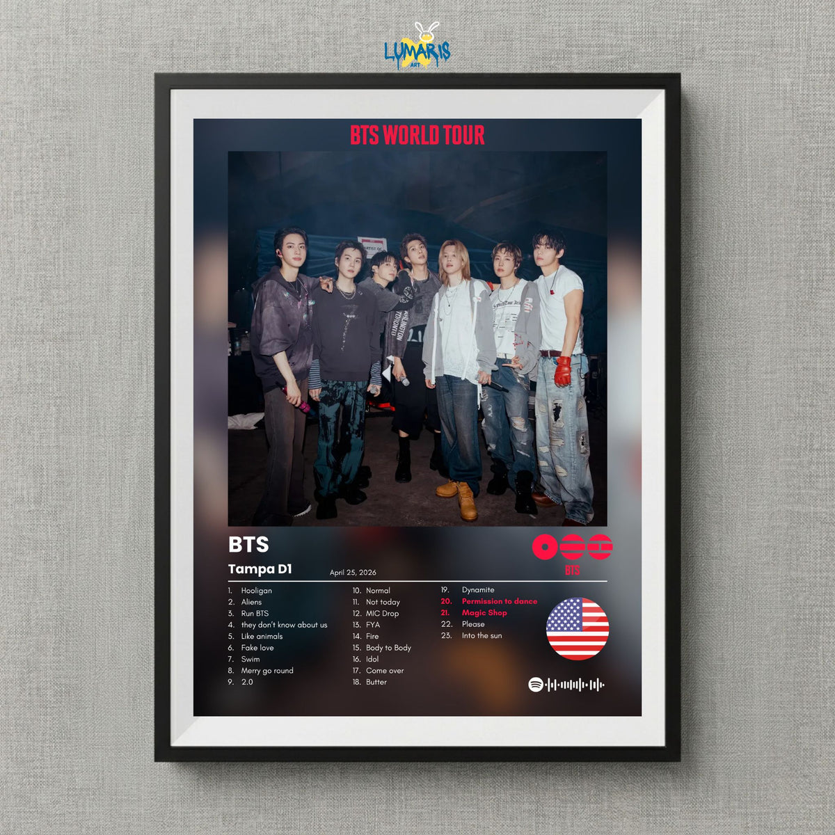 Cuadro BTS Tour Arirang Tampa D1