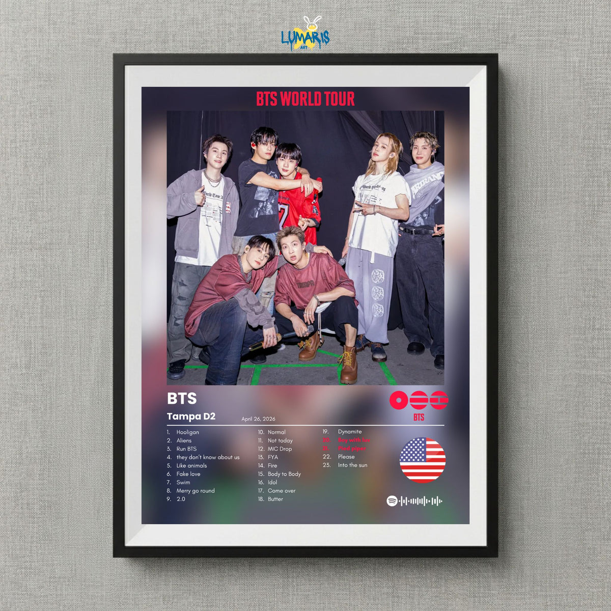 Cuadro BTS Tour Arirang Tampa D2