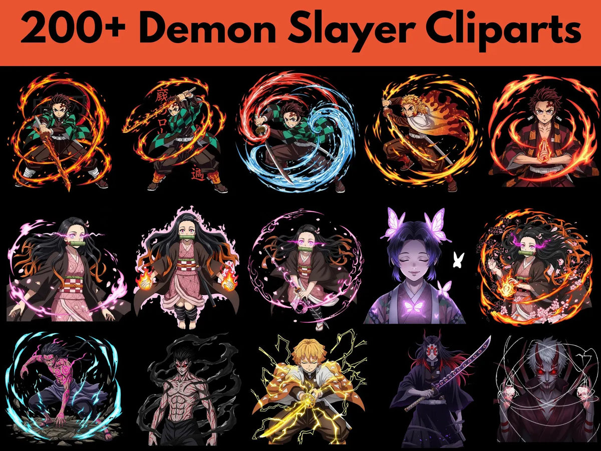200+ Demon Slayer Ilustraciones Digital PNG| Clipart | Sticker