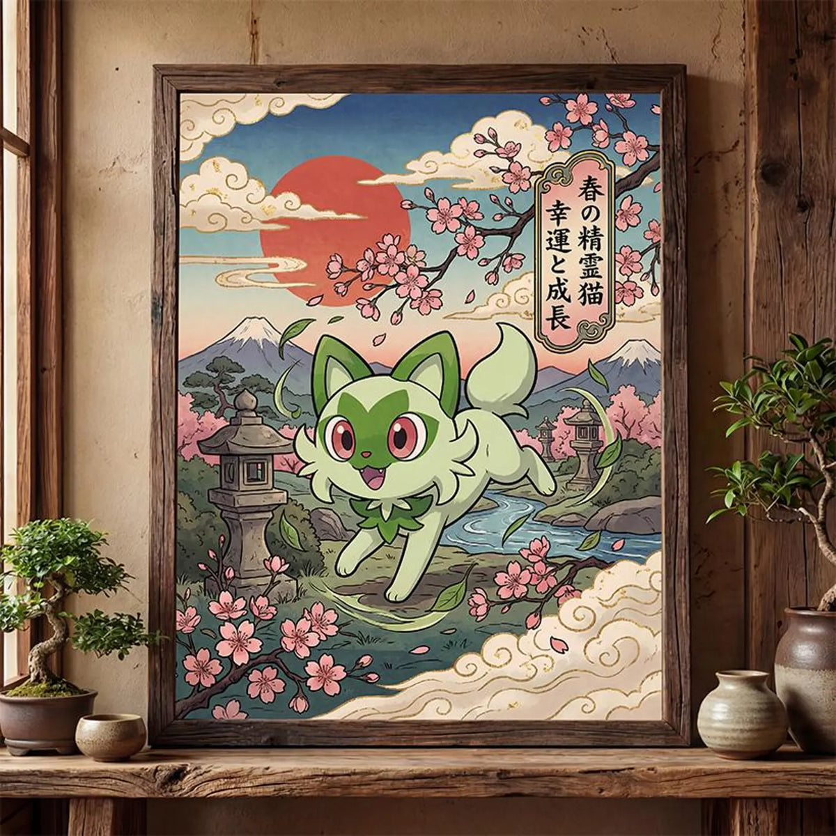 Cuadro Enmarcado Pokebreak| Sprigatito Fan Art