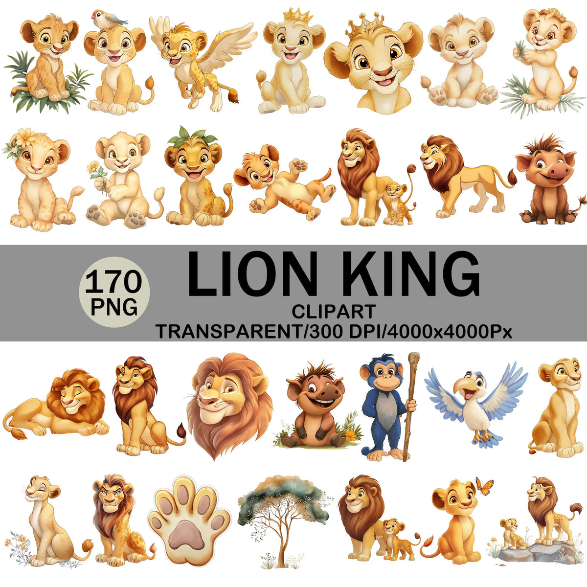 170 Lion King Ilustraciones Digital PNG| Clipart | Sticker