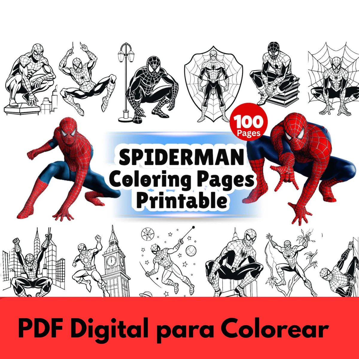 Libro para Colorear | PDF Digital para Imprimir | Spiderman