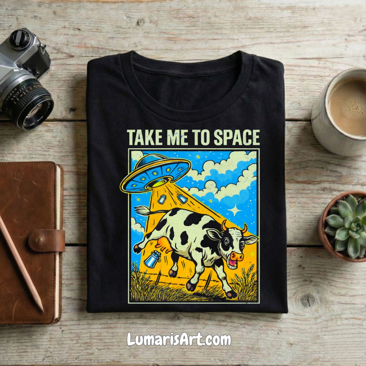 Polera Unisex | Semitono | Design Cow abducida