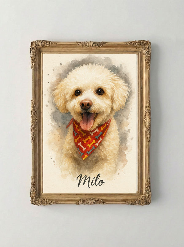 Retrato Digital Personalizado de tu Mascota  - Watercolor Black