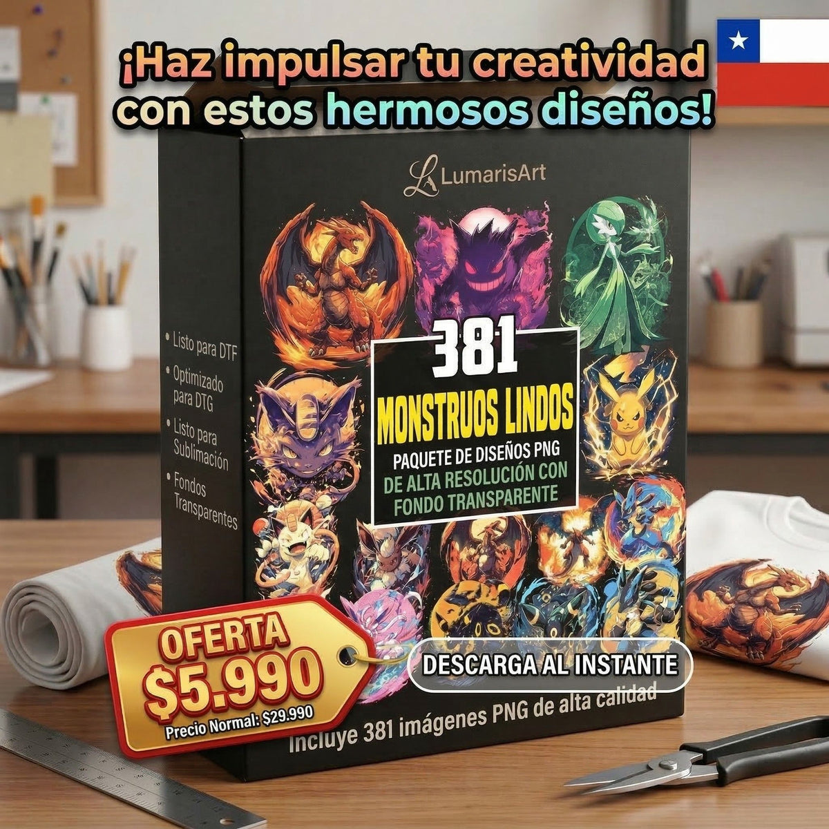 Hermosos Monstruo 381 diseños Digital PNG | Estampar tus Poleras DTF-DTG-Serigrafía