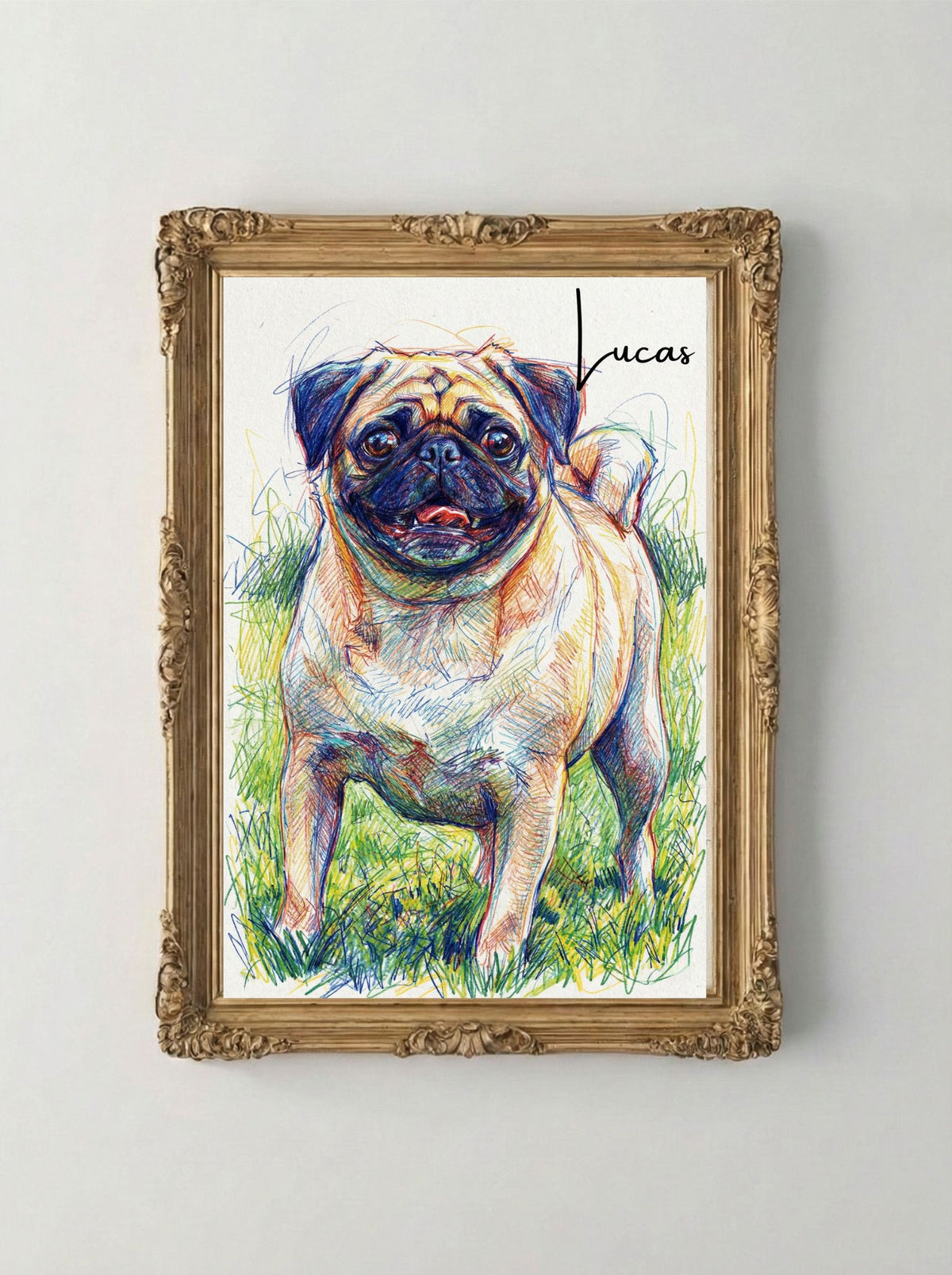 Retrato Digital Personalizado de tu Mascota - Retrato Lapiz a Color