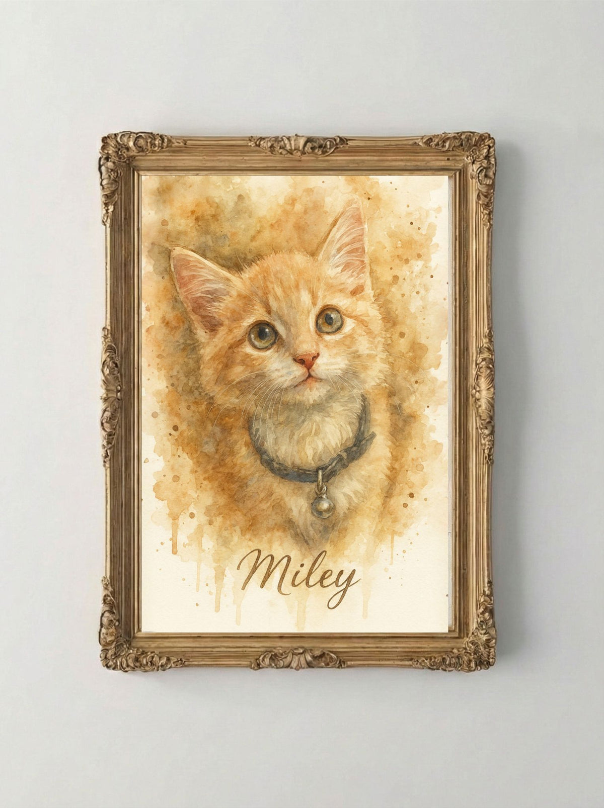 Retrato Digital Personalizado de tu Mascota - Watercolor Beige Terra