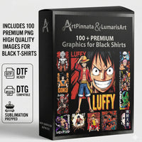 100 premium anime polera negra Digital PNG / 300 DPI Digital Download For DTF/ DTG/ Sublimación