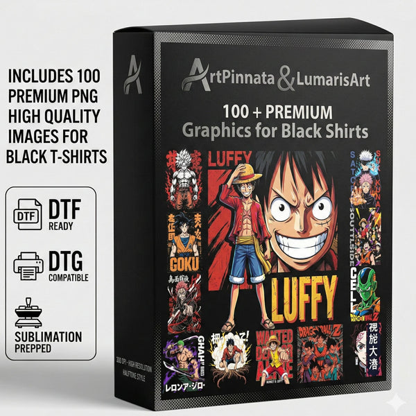 100 premium anime polera negra Digital PNG / 300 DPI Digital Download For DTF/ DTG/ Sublimación