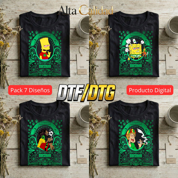 Pack 7 Design Canab | Digital PNG | Semitonos| DTF-DTG