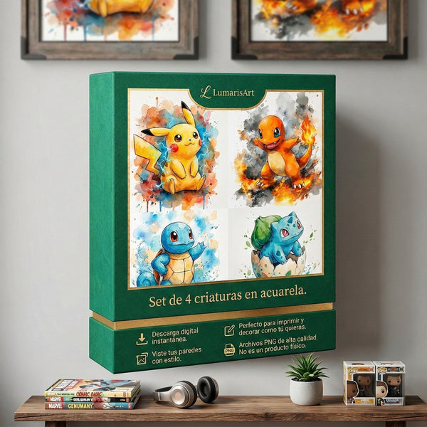 Wall Art Digital| Decoración Digital| Imprimir Enmarcar|  Hermosas 4 Criaturas