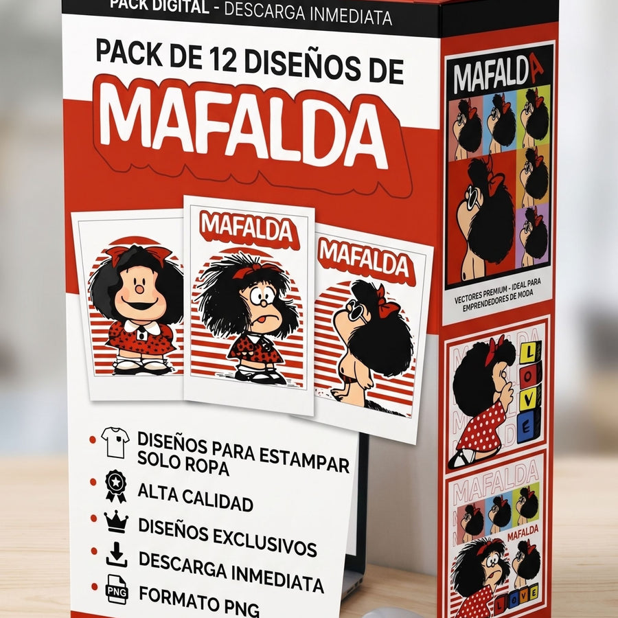 Pack 12 Design Mafalda | Digital PNG | DTF-DTG