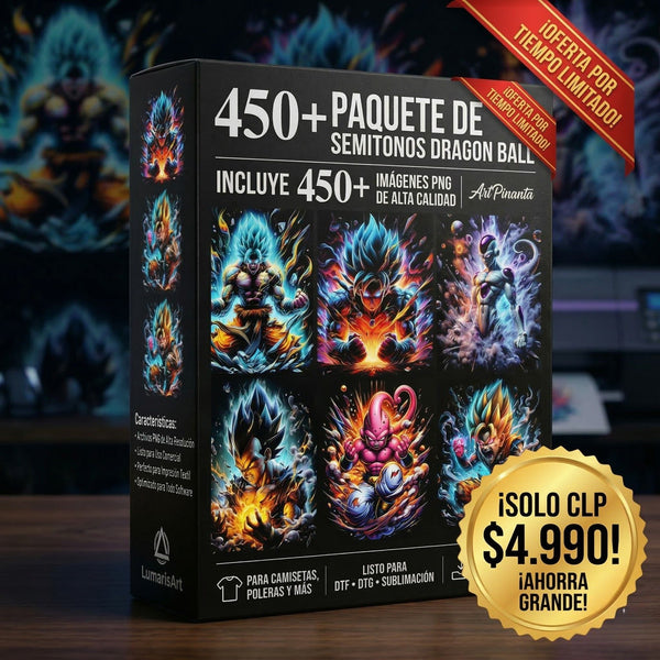 Dragon Ball +450 Halftone Bundle Digital PNG / Estampar tus Poleras DTF-DTG-Serigrafía