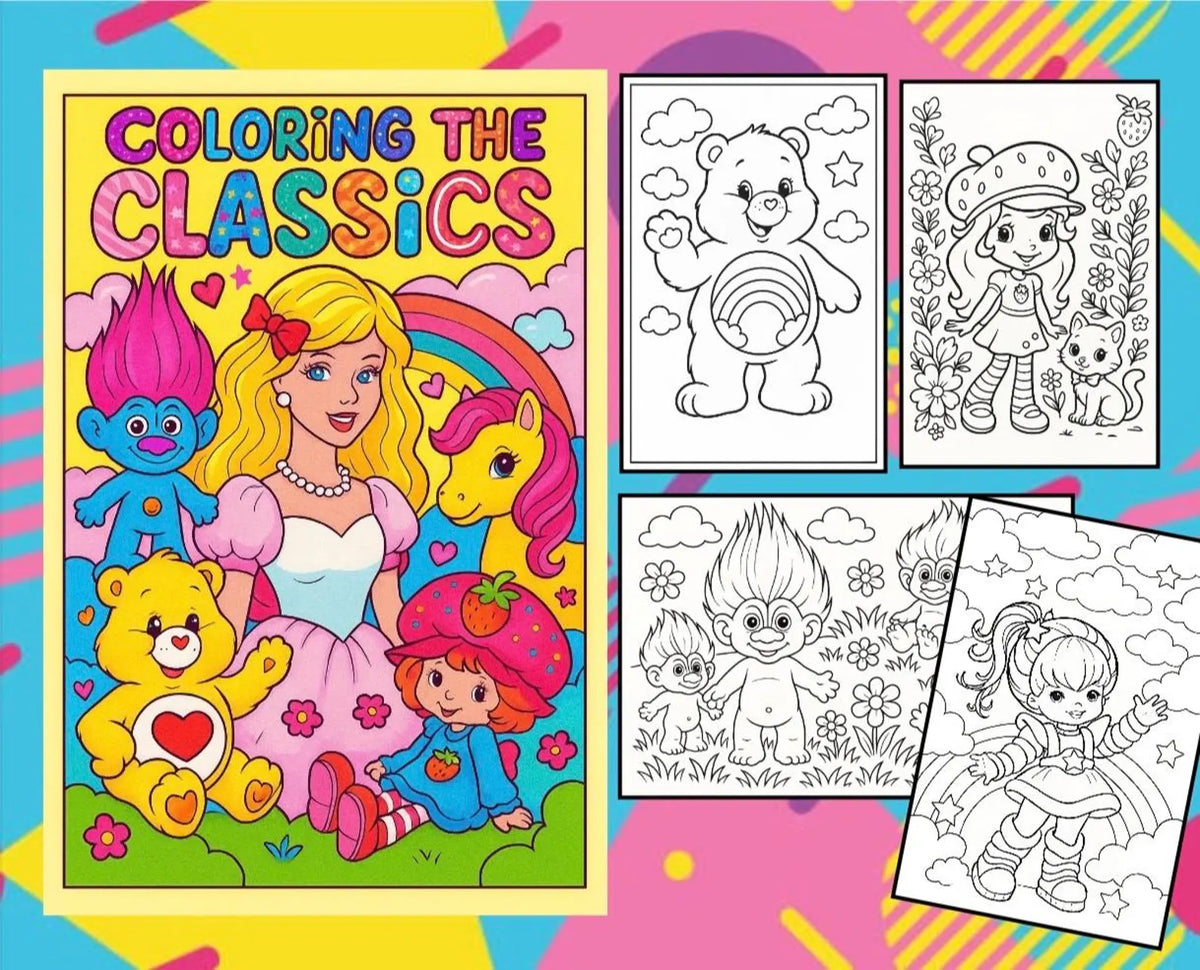Libro para Colorear | PDF Digital para Imprimir | Retro 80’s 90’s 10 páginas