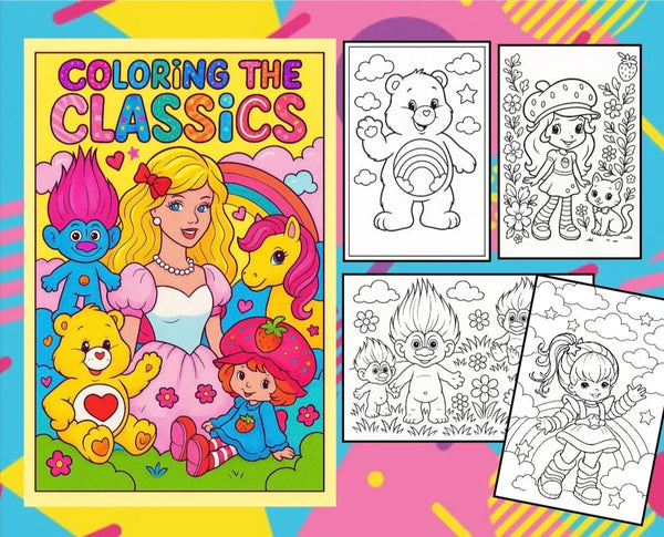 Libro para Colorear | PDF Digital para Imprimir | Retro 80’s 90’s 10 páginas