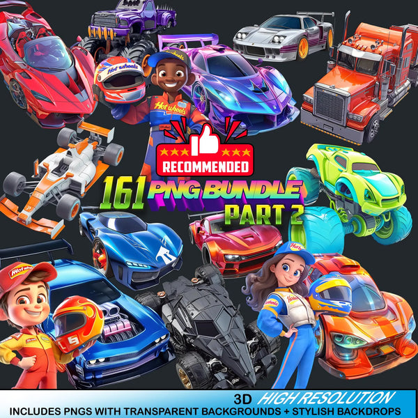 161 Autos Cartoon-Parte 2 Ilustraciones Digital PNG| Clipart | Sticker