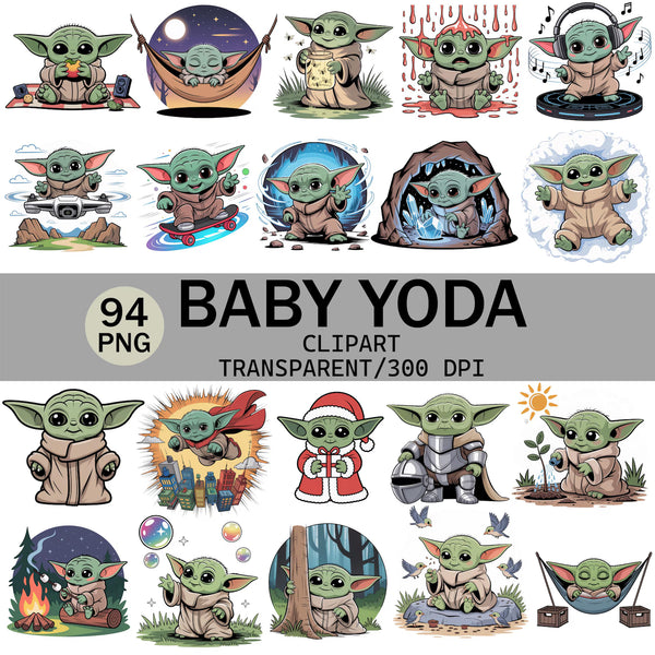 94 Baby Yod Ilustraciones Digital PNG| Clipart | Sticker