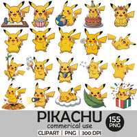 Pika Pika 155 Ilustraciones Digital PNG| Clipart | Sticker