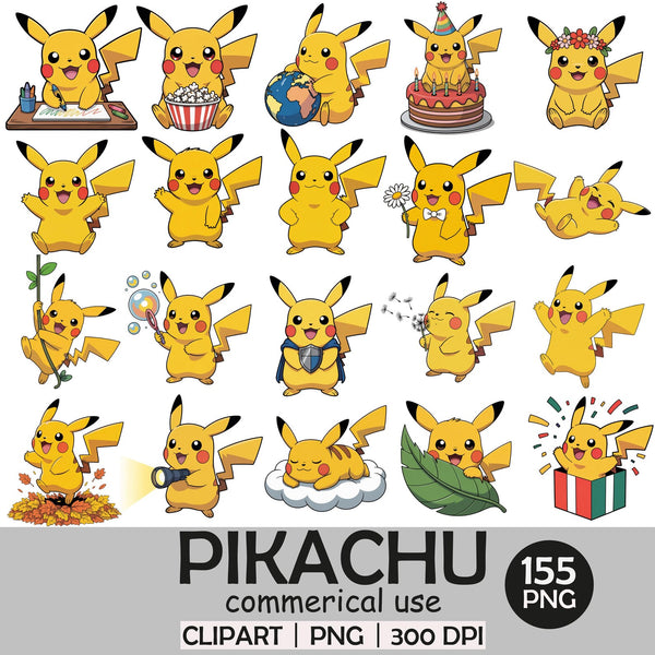 Pika Pika 155 Ilustraciones Digital PNG| Clipart | Sticker