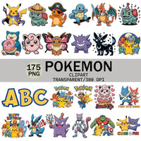Poke Monster 175 Ilustraciones Digital PNG| Clipart | Sticker
