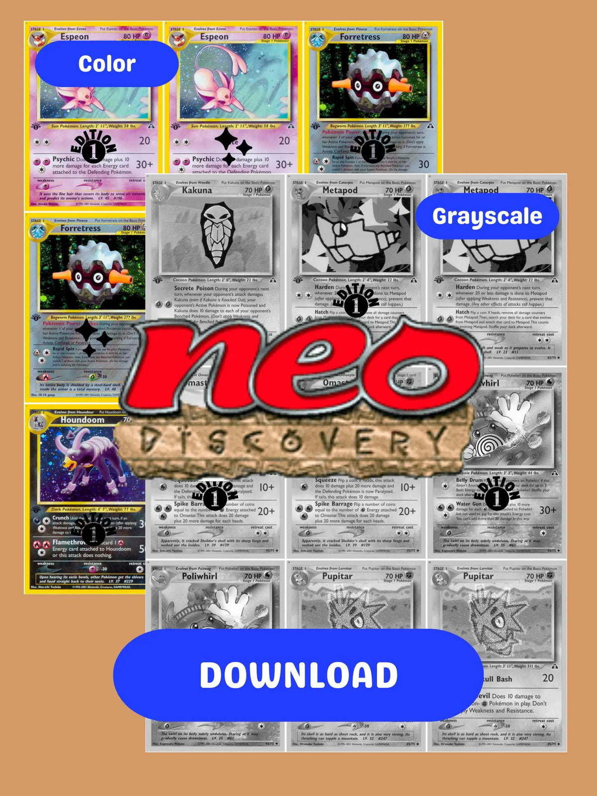 Neo: Discovery Imprimible Master y Completo Set Binder Placeholders + Checklist (Descarga Digital)