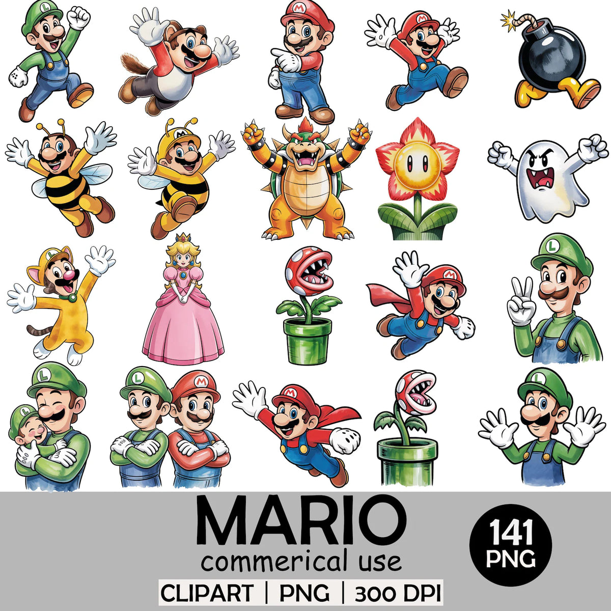 Mario 141 Ilustraciones Digital PNG| Clipart | Sticker