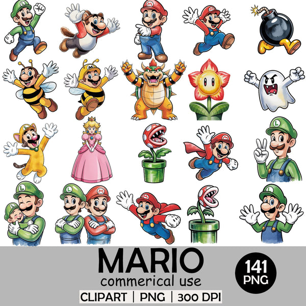 Mario 141 Ilustraciones Digital PNG| Clipart | Sticker