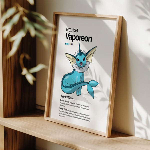 Cuadro Enmarcado Pokebreak| 134 Vaporeon Wall Art