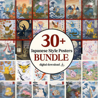 Conjunto de 30 Pósters estilo japonés: Decoración Anime y Videojuegos, Arte inspirado en criaturas coleccionables (Descarga Digital)