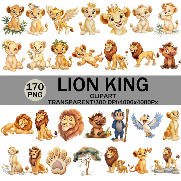 170 Lion King Ilustraciones Digital PNG| Clipart | Sticker