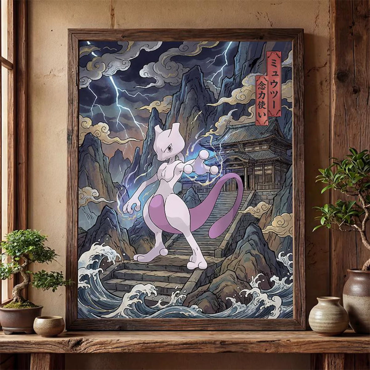 Cuadro Enmarcado Pokebreak| Mewtwo Fan Art