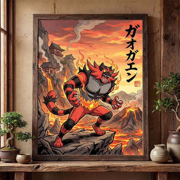 Cuadro Enmarcado Pokebreak| Incineroar Fan Art