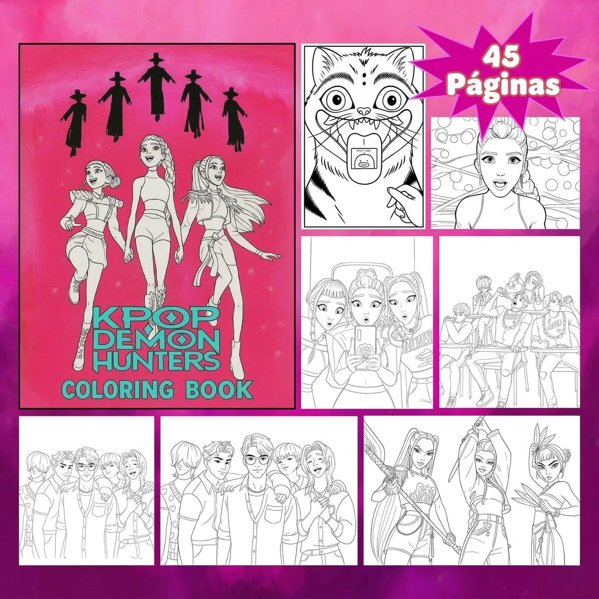 Libro para Colorear | PDF Digital para Imprimir | Idol Hunters 45 páginas