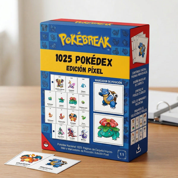 Pokédex Nacional 1025: Páginas imprimibles para binder y placeholders | Edición Pixel